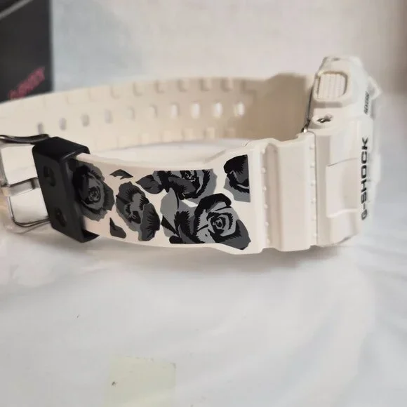 Casio G Shock White with Rose print on band